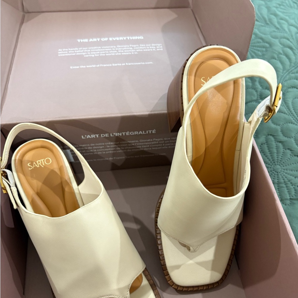 SARTO By Franco Sarto Cream Slingback Heels